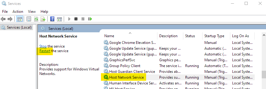 System service not started